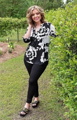 Heimish - BL-ST1002-67 - 41922 Keep Looking Floral Top - Black