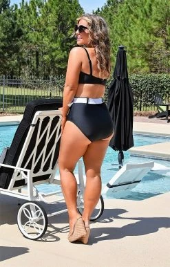 Unique Vintage - CZ197 - 33022 Make A Splash Bikini Top - Black/White SWIMWEAR