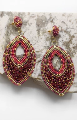 Golden Stella - EP26199-001 - 91621 Accessories Speak Plainly Earrings - Burgundy/Gold