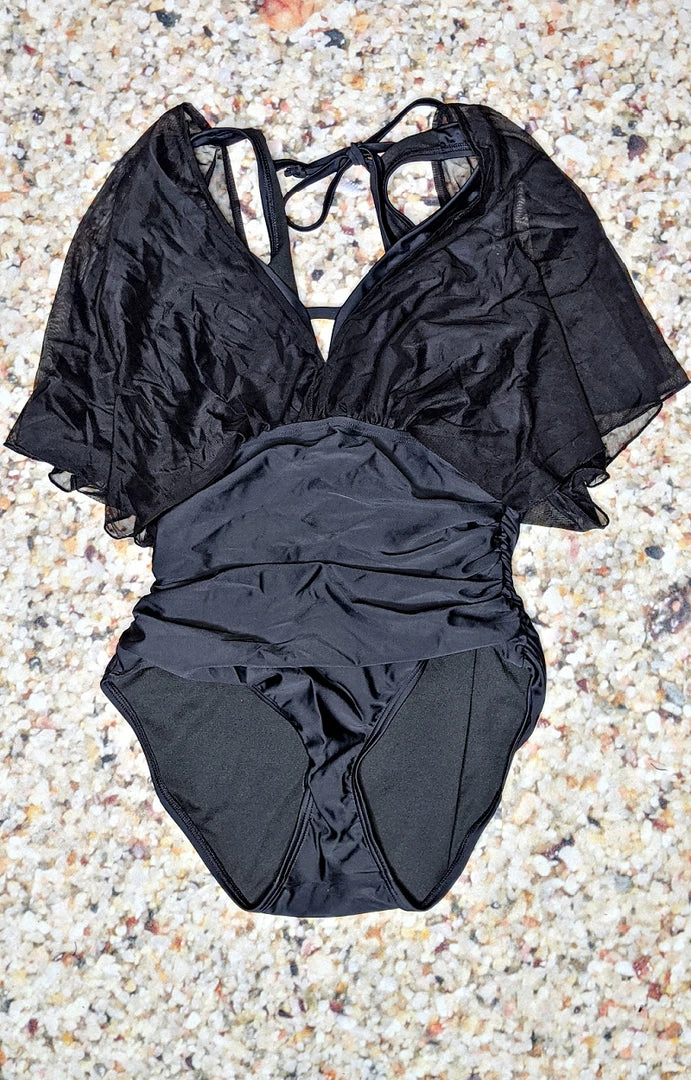 Unique Vintage - CZ151 - 33022 Secret Vacation One Piece Swimsuit - Black SWIMWEAR 4 Unique Vintage - CZ151 - 33022 Secret Vacation One Piece Swimsuit - Black SWIMWEAR