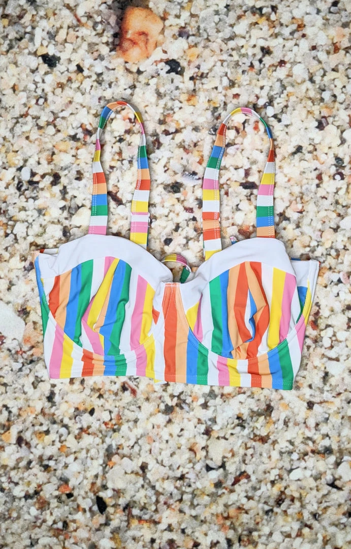 Unique Vintage - CZ089 - 42722 Poolside Drinks Bikini Top - Multi 2 Unique Vintage - CZ089 - 42722 Poolside Drinks Bikini Top - Multi