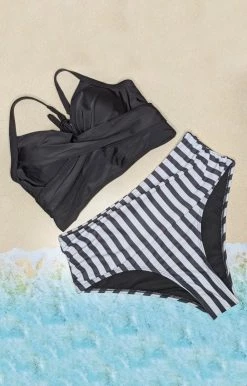 Queen - 120246323 - 6422 Ready To Relax Two Piece Swimsuit - Black/White