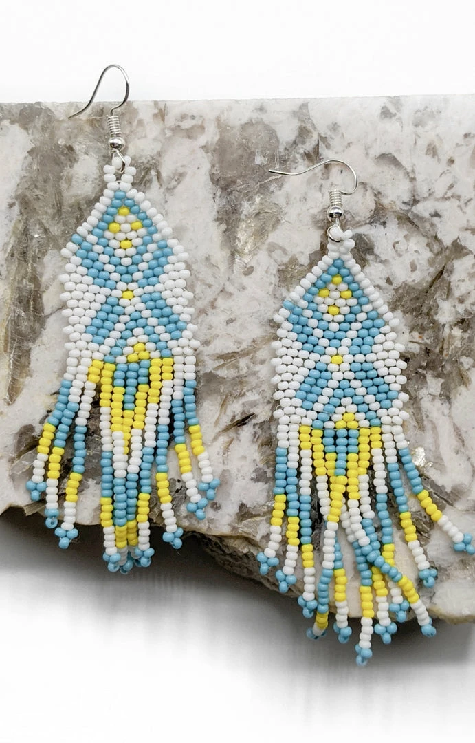 Beaded Corner - E-17-SB-51 - 71222 Accessories Time To Refresh Earrings - Blue/White 1 Beaded Corner - E-17-SB-51 - 71222 Accessories Time To Refresh Earrings - Blue/White