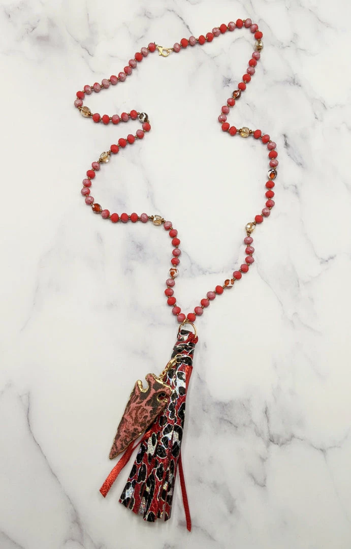 Your Fashion Wholesale - 11622 Hey Sister Leopard Necklace - Red Accessories 1 Your Fashion Wholesale - 11622 Hey Sister Leopard Necklace - Red Accessories