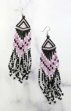 Beaded Corner - E-60-SB-21 - 7222 Near To You Earrings - Black/Pink Accessories