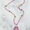 YFW - 72749-32 - 72222 Think Pink Stone Necklace - Fuchsia