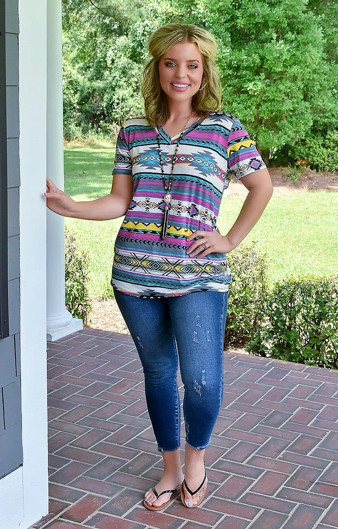 Heimish - ST2000-48 - 72522 Let Me Adore You Print Top - Multi 1 Heimish - ST2000-48 - 72522 Let Me Adore You Print Top - Multi