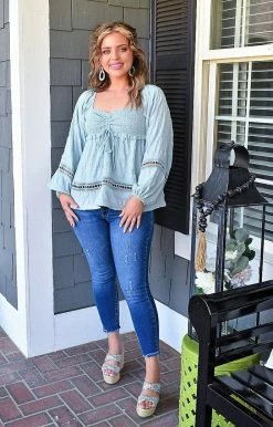 143 Story - ITM8089 - 32522 Making Connections Top - Dusty Mint TOPS