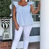 Andree - T10203-PP - 51122 Always On Your Mind Striped Top - Sky Blue TOPS