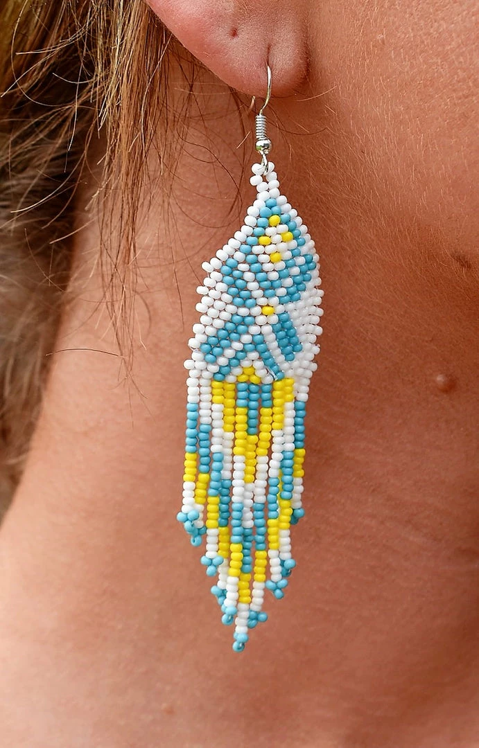 Beaded Corner - E-17-SB-51 - 71222 Accessories Time To Refresh Earrings - Blue/White 2 Beaded Corner - E-17-SB-51 - 71222 Accessories Time To Refresh Earrings - Blue/White