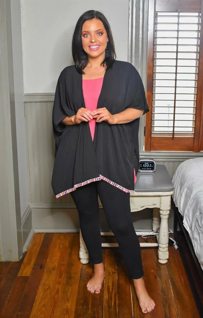 Spin USA - 5001 - 5421 All Time Favorite Kimono/Cover Up - Black Cover Ups 2 Spin USA - 5001 - 5421 All Time Favorite Kimono/Cover Up - Black Cover Ups