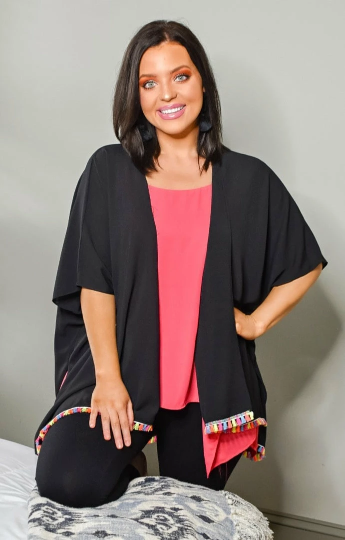 Spin USA - 5001 - 5421 All Time Favorite Kimono/Cover Up - Black Cover Ups 3 Spin USA - 5001 - 5421 All Time Favorite Kimono/Cover Up - Black Cover Ups