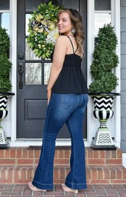 Main Strip - LT31508X - 12722 Elevated Interest Lace Top - Black TOPS