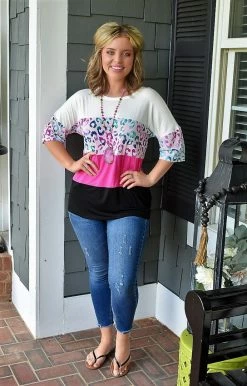 Heimish - ST2402-10 - 72222 With Every Effort Colorblock Top TOPS