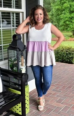 White Birch - T23553XL - 52922 Story Of Us Colorblock Top