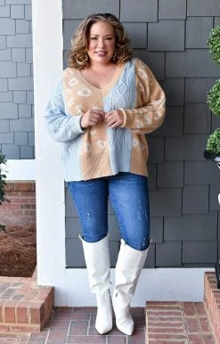 Gee Gee - ST1278A - 11522 Sweet Surprises Print Sweater - Sky Blue/Taupe 7 Gee Gee - ST1278A - 11522 Sweet Surprises Print Sweater - Sky Blue/Taupe