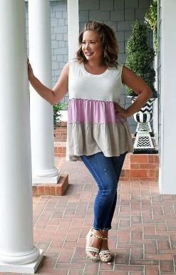 White Birch - T23553XL - 52922 Story Of Us Colorblock Top