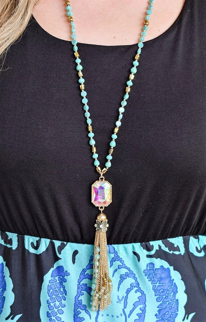 Southern Grace - AN9629-TQ - 71622 A Day In The Life Necklace - Turquoise 2 Southern Grace - AN9629-TQ - 71622 A Day In The Life Necklace - Turquoise