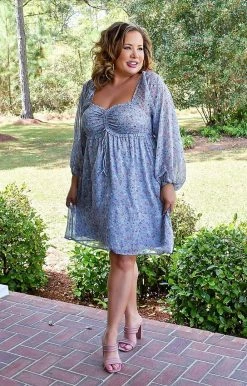 143 Story - IDM8090A-PP - 32922 Feeling So Special Floral Dress - Blue DRESSES