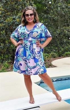 Unique Vintage - 162891-SP069WD0 - 6122 SWIMWEAR Casual Summer Print Caftan - Multi