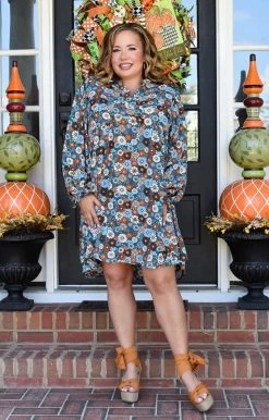 Umgee - A6731 - 101521 Glad We Met Floral Dress - Teal