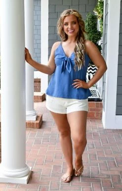 ODDI - IT14679 - 42722 She's So Lucky Top - Denim Blue TOPS