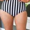 Unique Vintage - CZ104 - 6421 Ocean Adventure Striped Bikini Bottoms - Black/White
