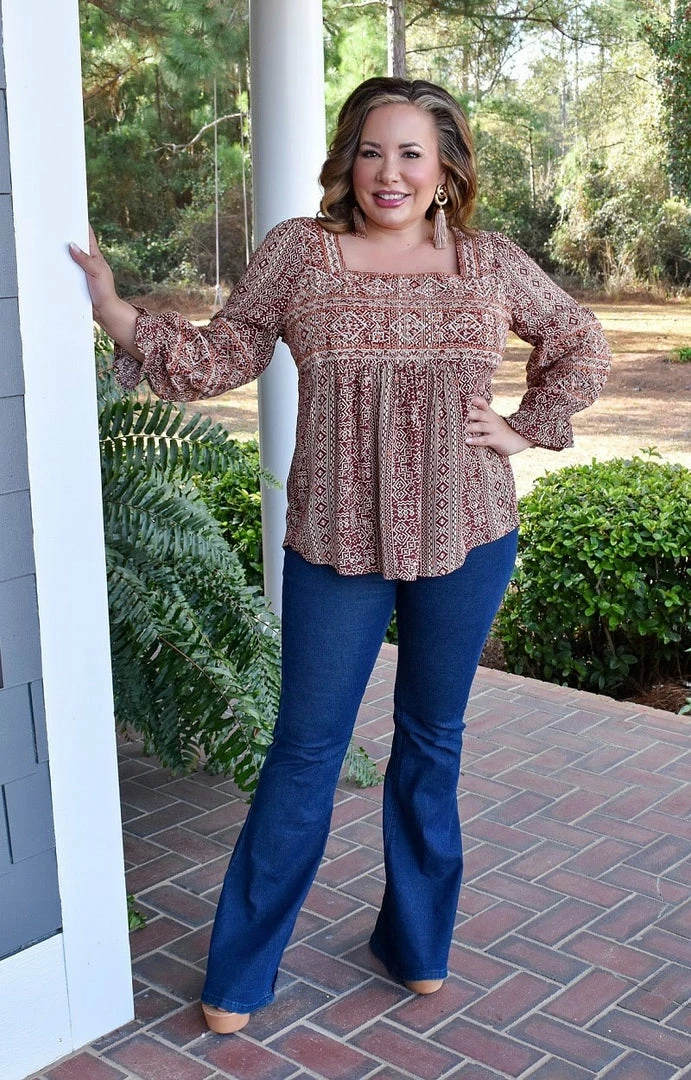 Andree - 19485-1 - 12522 Chasing Reality Embroidered Top - Wine 1 Andree - 19485-1 - 12522 Chasing Reality Embroidered Top - Wine