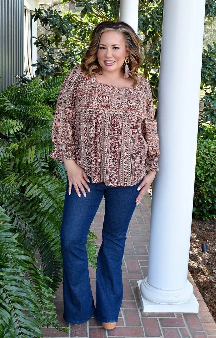 Andree - 19485-1 - 12522 Chasing Reality Embroidered Top - Wine 2 Andree - 19485-1 - 12522 Chasing Reality Embroidered Top - Wine