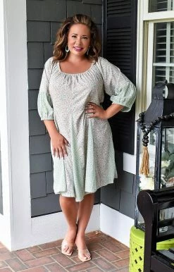 Davi & Dani - DD10647PER - 52722 Take A Picture Floral Dress - Pastel Green