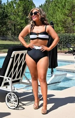 Unique Vintage - CZ197 - 33022 Make A Splash Bikini Top - Black/White SWIMWEAR