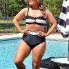 Unique Vintage - CZ197 - 33022 Make A Splash Bikini Top - Black/White SWIMWEAR