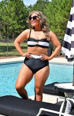 Unique Vintage - CZ158 - 33022 SWIMWEAR Make A Splash Bikini Bottom Black/White