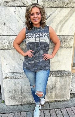 Heimish - BL-ST2016-15 - 53122 Caught Between You Camo Top - Gray TOPS