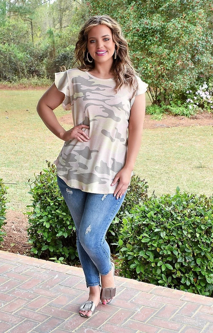 Heimish - BL-ST1596-22 - 31722 Storied Past Camo Top - Pink/Taupe TOPS 1 Heimish - BL-ST1596-22 - 31722 Storied Past Camo Top - Pink/Taupe TOPS