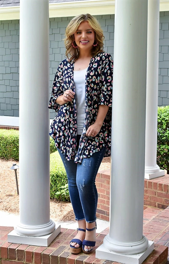 Heimish - SJ1071-14 - 71922 Your Hand In Mine Leopard Kimono - Navy Cover Ups 4 Heimish - SJ1071-14 - 71922 Your Hand In Mine Leopard Kimono - Navy Cover Ups