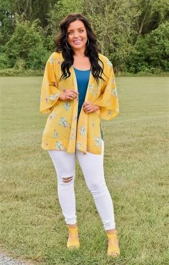 Vision - T1787-8PP - 41721 Don't Be Prickly Print Kimono/Cover Up - Yellow 7 Vision - T1787-8PP - 41721 Don't Be Prickly Print Kimono/Cover Up - Yellow