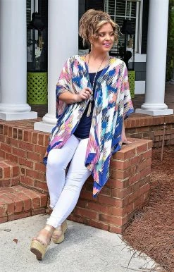 Janice Wholesale - JP2222-MLT - 41222 Sights Set On You Print Kimono SWIMWEAR