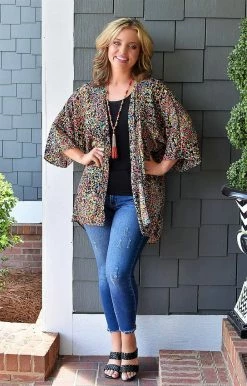 Heimish - SJ1064-34 - 72122 TOPS Is This Real Print Kimono - Multi