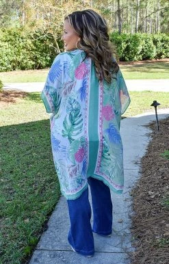 KW Fashion - WLK210218GRN - 4622 Aloha Babe Print Kimono 6 KW Fashion - WLK210218GRN - 4622 Aloha Babe Print Kimono