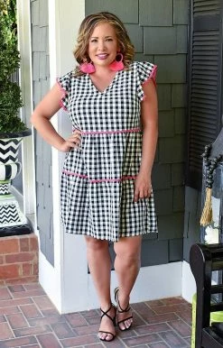 Andree - 94366-1 - 5422 Win Her Heart Plaid Dress - Black/White 7 Andree - 94366-1 - 5422 Win Her Heart Plaid Dress - Black/White