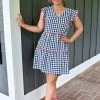 Andree - 94366-1 - 51022 Win Her Heart Plaid Dress - Navy/White
