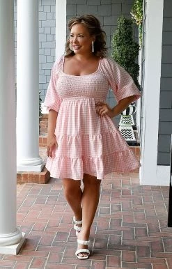 Main Strip - LD52010 - 61722 Living In The Moment Gingham Dress - Pink DRESSES 7 Main Strip - LD52010 - 61722 Living In The Moment Gingham Dress - Pink DRESSES
