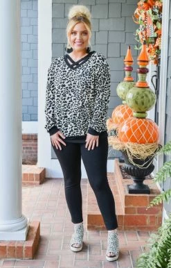 Southern Grace - 6427E - 10420 Sweaters Believe In Fate Leopard Print Pullover