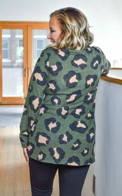 Heimish - BL-ST1447-10 - 121319 Spotted You From Afar Leopard Print Sweater - Olive Sweaters