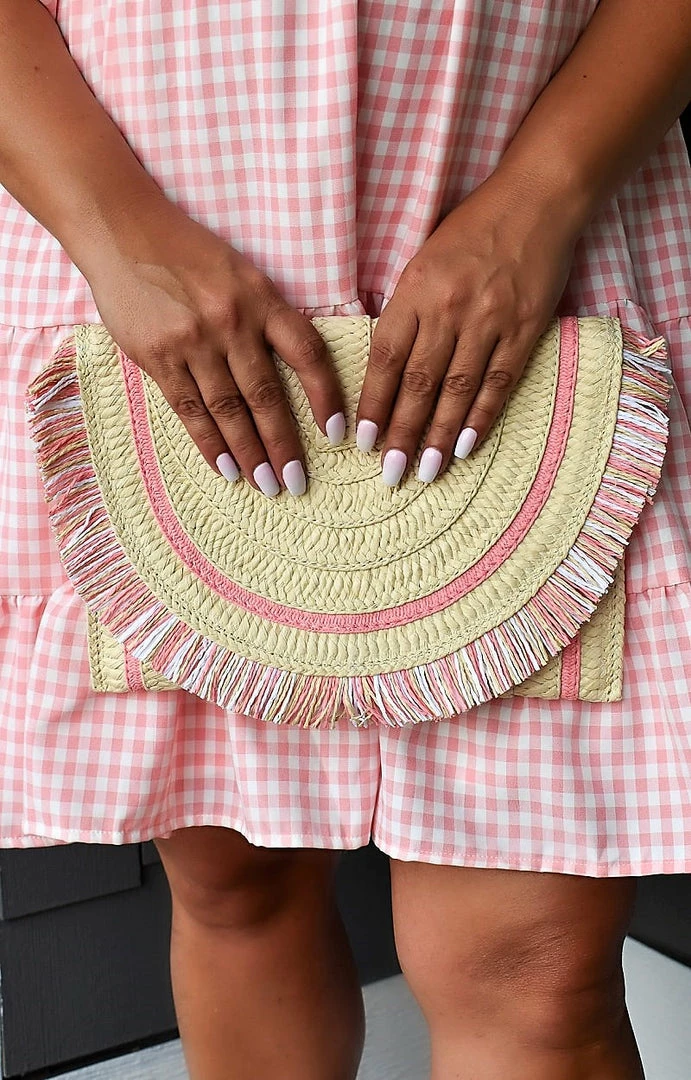 Avenue Zoe - AZCB261005 - 61722 Breathless Moments Clutch - Natural/Pink Accessories 1 Avenue Zoe - AZCB261005 - 61722 Breathless Moments Clutch - Natural/Pink Accessories