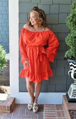 JNNA - JD08623PER - 51822 DRESSES Sweeter With Time Dress - Red Orange