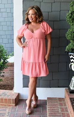 Vision - D1052 - 6722 Learn Something New Dress - Peach