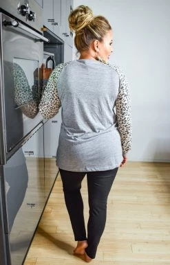 Southern Grace - 6159E - 101820 Cozy Leopard Print Pullover - Gray Graphic Tees