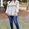 143 Story - ITM7631-PP - 12922 TOPS Move On Up Embroidered Top - Oatmeal